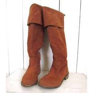 Over the Knee Faux Suede Boots Brown Qupid 6.5